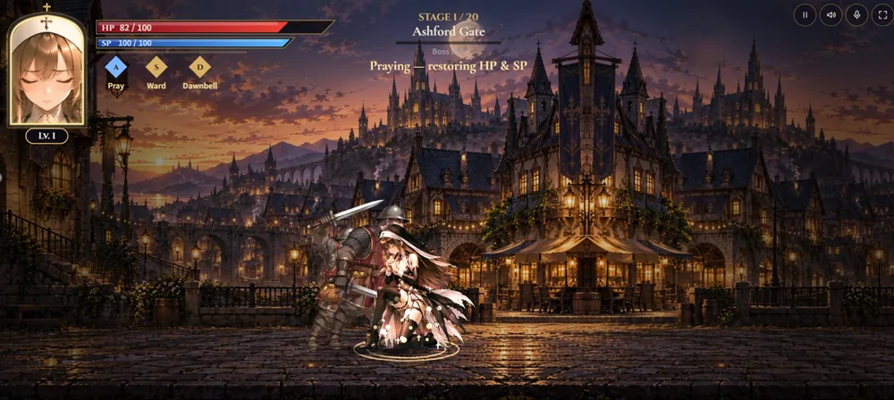 LING the Bell Saint: Pray restores HP and SP